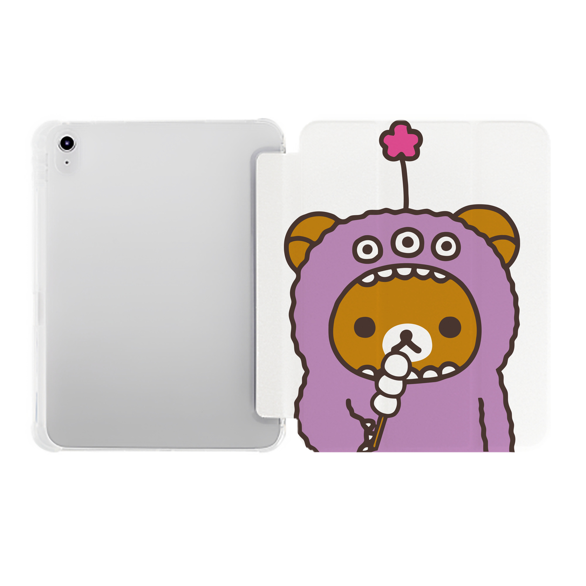 （画像用） リラックマ リラックマ キイロイトリ Rilakkuma Korilakkuma Kiiroitori IPad ケース ペン収納付き 三つ折りスタンド PUレザー×シリコン 対応機種9.5/10.5/10.9インチ